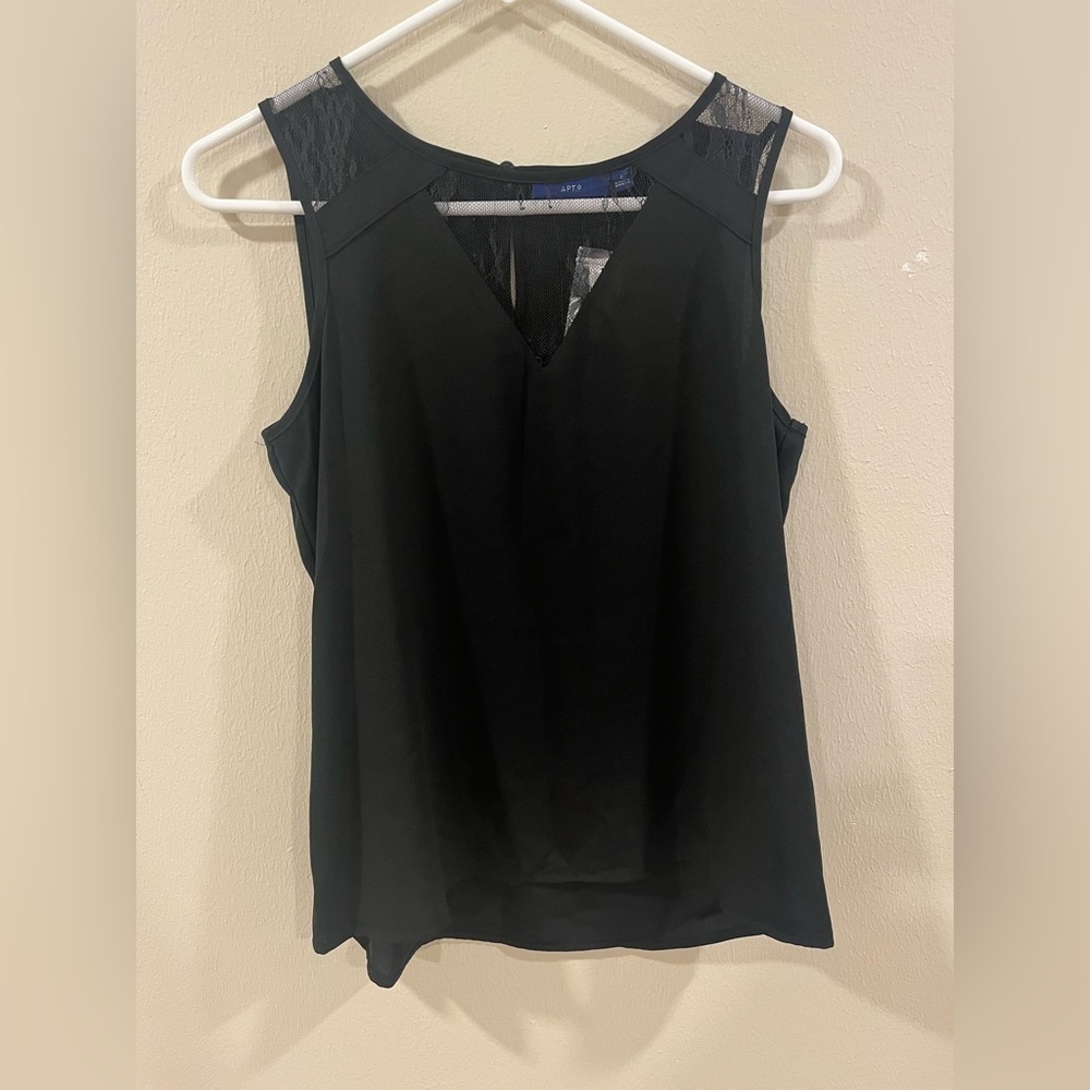 Apt 9 Black Mesh Shoulder V-Neck Blouse - Size Small NWT